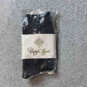 Camp Aspen Socks Unisex OS Black Cotton Blend Ribbed Snowflake Logo New